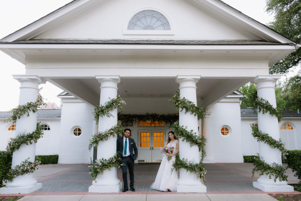 Bride and groom getting married at Arlington Hall in Dallas